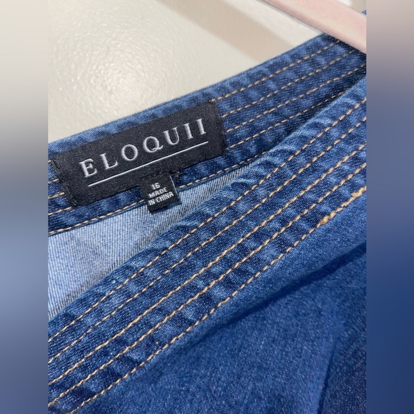 NWOT Eloquii Plus Size Denim Dress With Peplum Detail - Picture 3 of 10